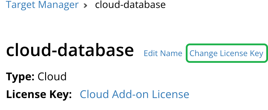 Cloud Database Details View in the Target Manager