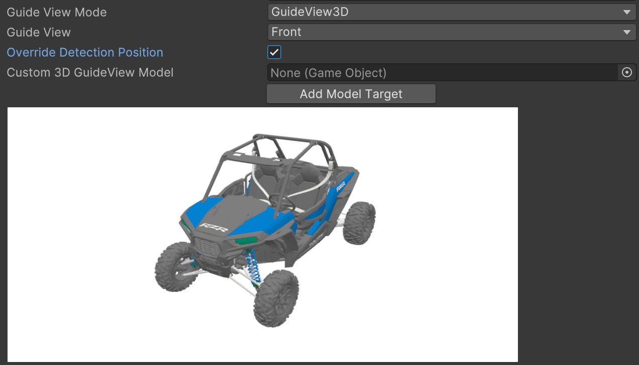 Model Target Behaviour Inspector settings for Guide Views