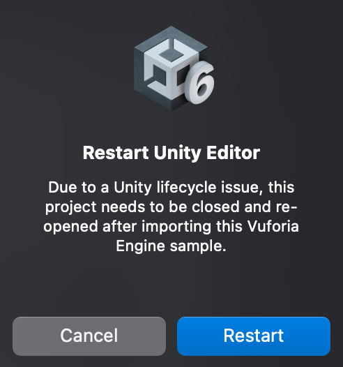 Pop-up Restart Unity Editor